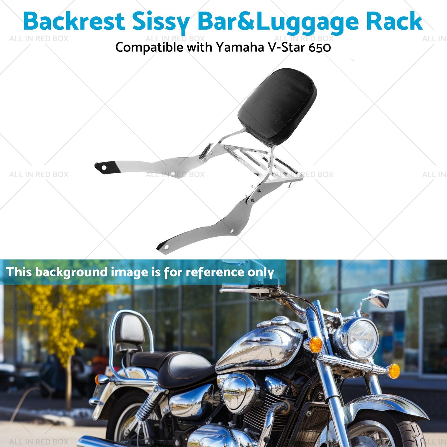 Chrome Backrest Sissy Bar Luggage Rack Suitable for Yamaha Vstar 400 650 98-18-4