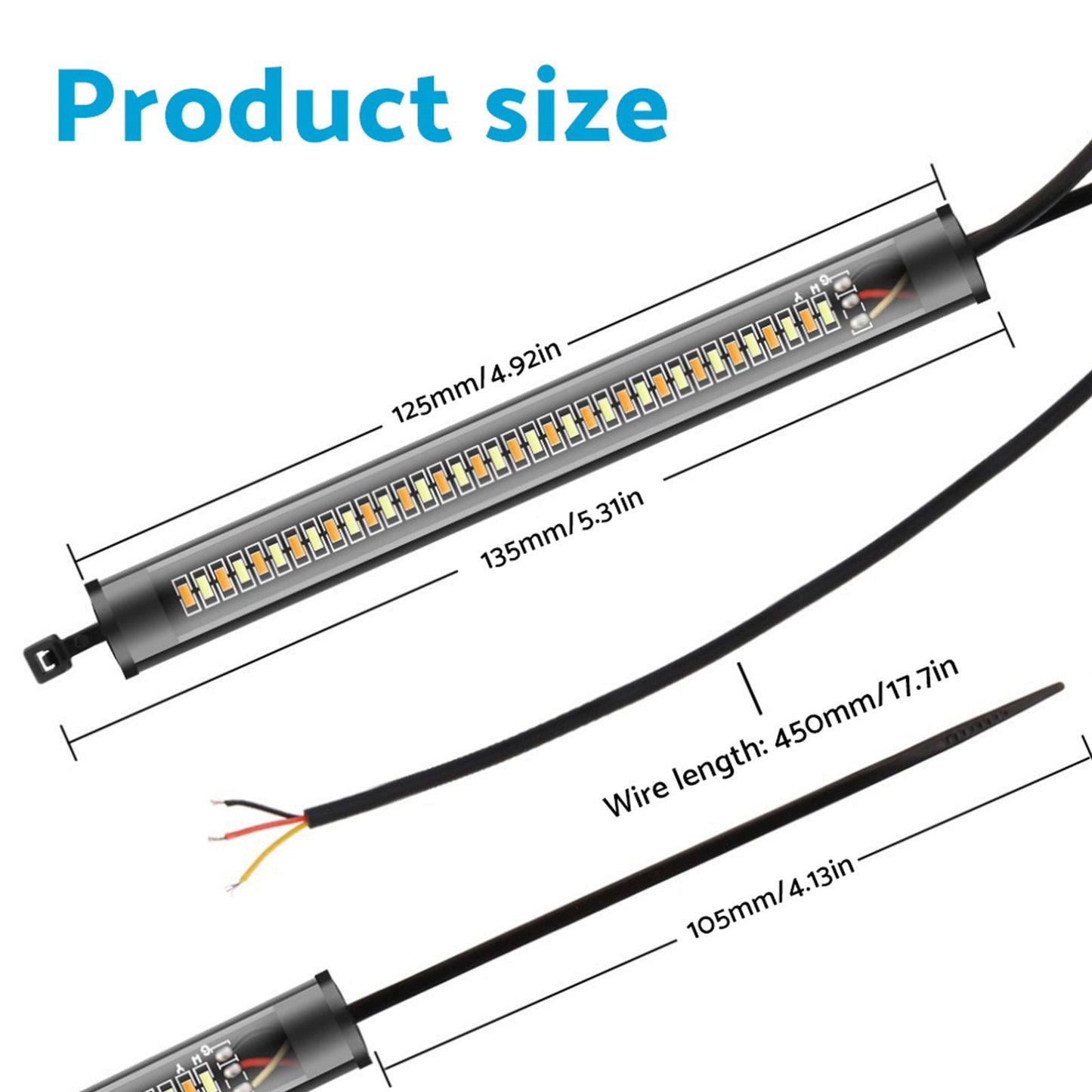 2x LED Universal Motorcycle Fork Turn Signal Indicator Blinker Amber Light Strip Suitable For Motorcycle-4