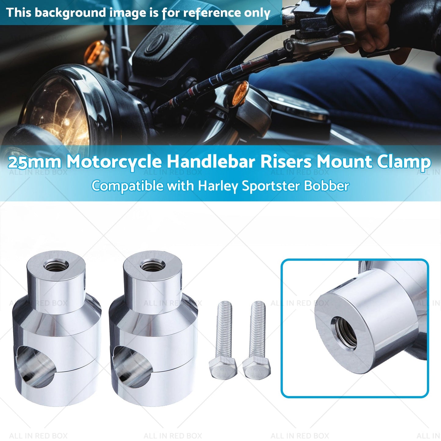 1inch Motorcycle Handlebar Risers Mount Clamp 25mm Suitable for Harley Sportster-2