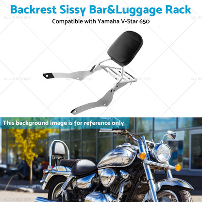 Chrome Backrest Sissy Bar Luggage Rack Suitable for Yamaha Vstar 400 650 98-18-4