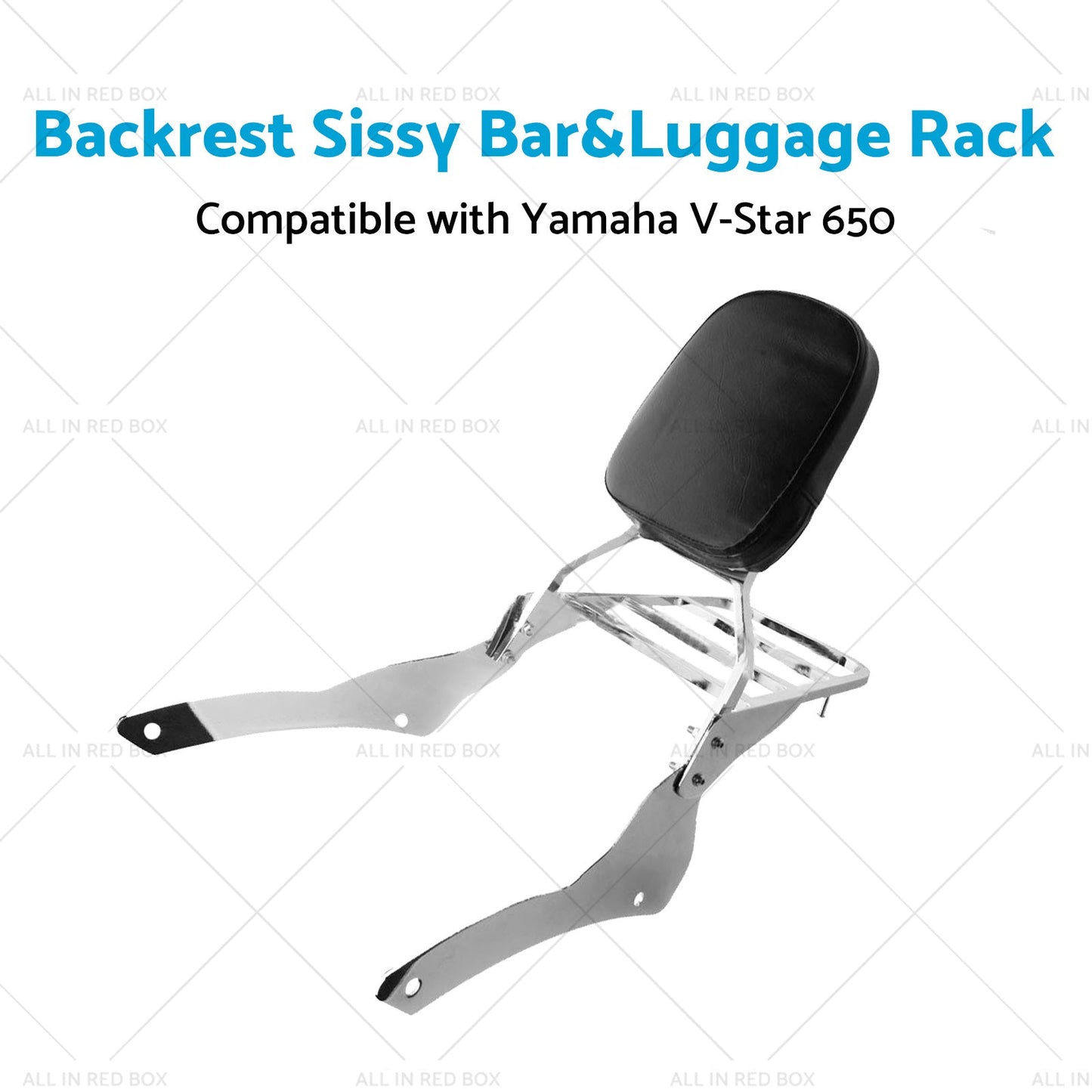 Chrome Backrest Sissy Bar Luggage Rack Suitable for Yamaha Vstar 400 650 98-18-3