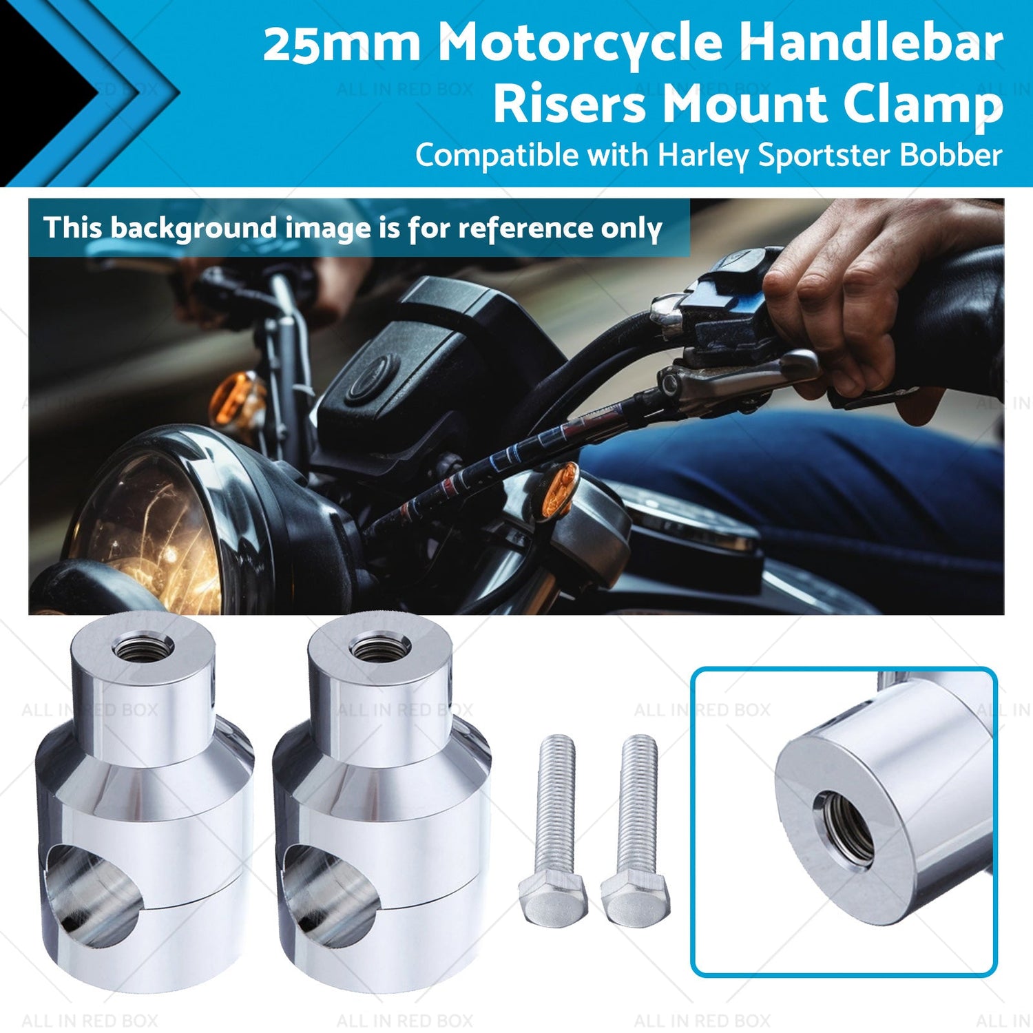 1inch Motorcycle Handlebar Risers Mount Clamp 25mm Suitable for Harley Sportster-0