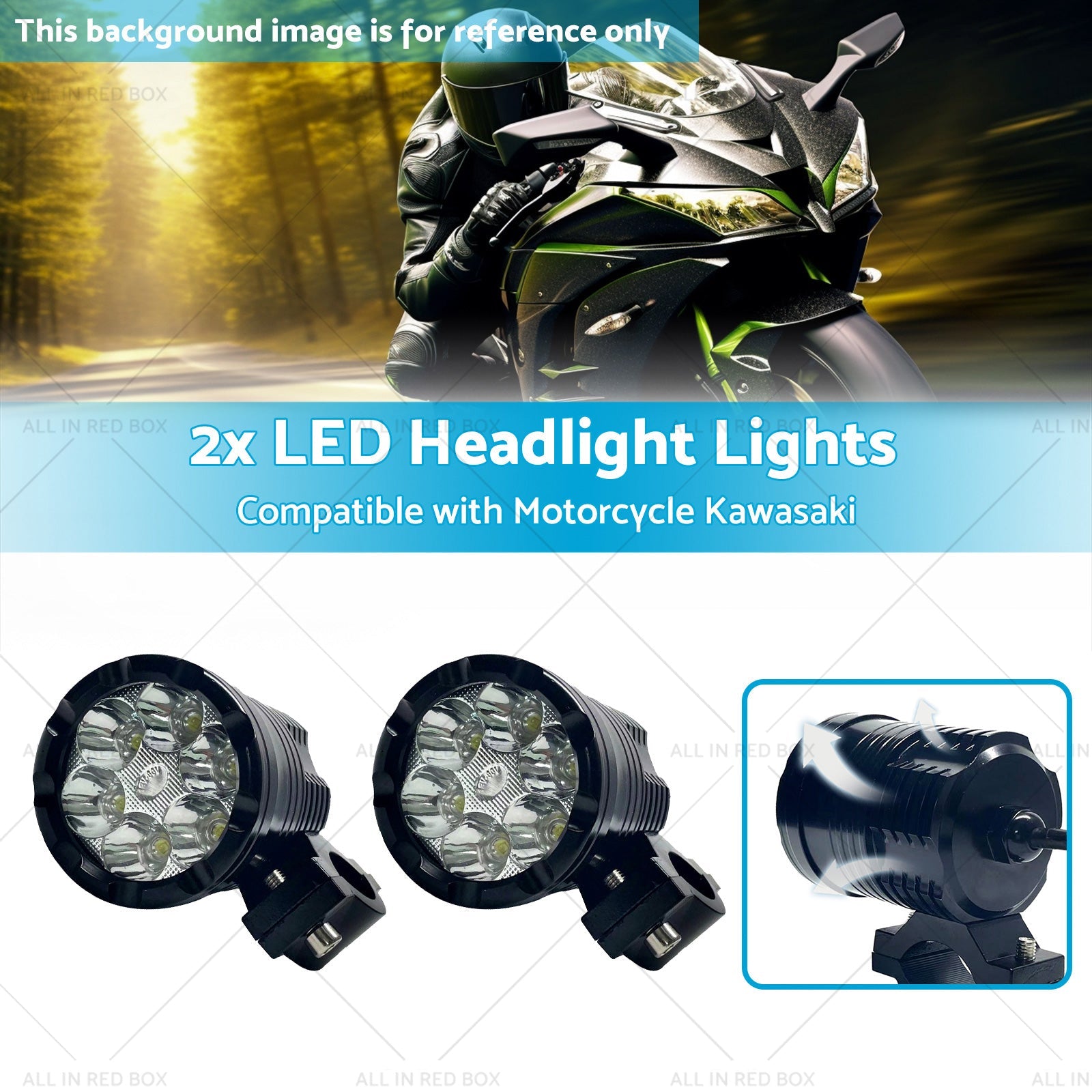 2x LED Headlight Lights Motorcycle Waterproof Driving Fog Spotlight Lamp-2