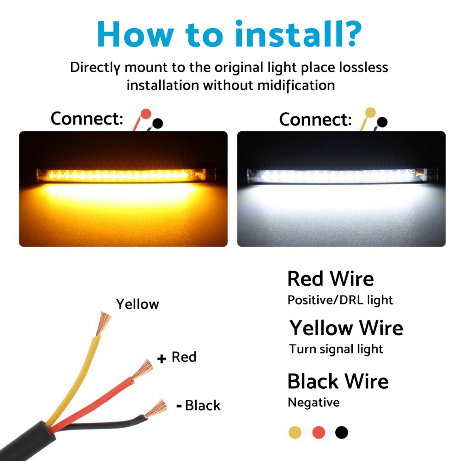 2x LED Universal Motorcycle Fork Turn Signal Indicator Blinker Amber Light Strip Suitable For Motorcycle-2