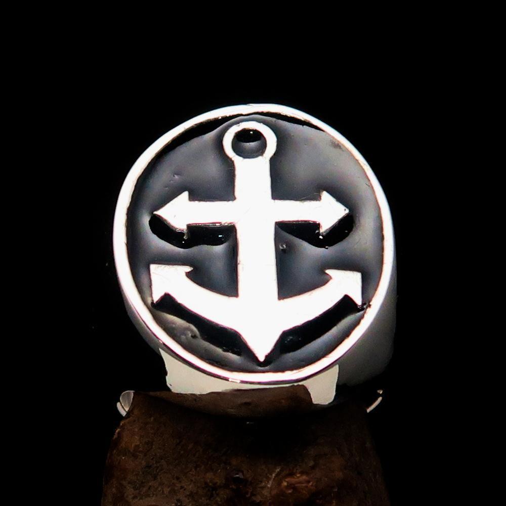 Perfectly crafted Men's Sailor Ring Big Anchor Black - Sterling Silver