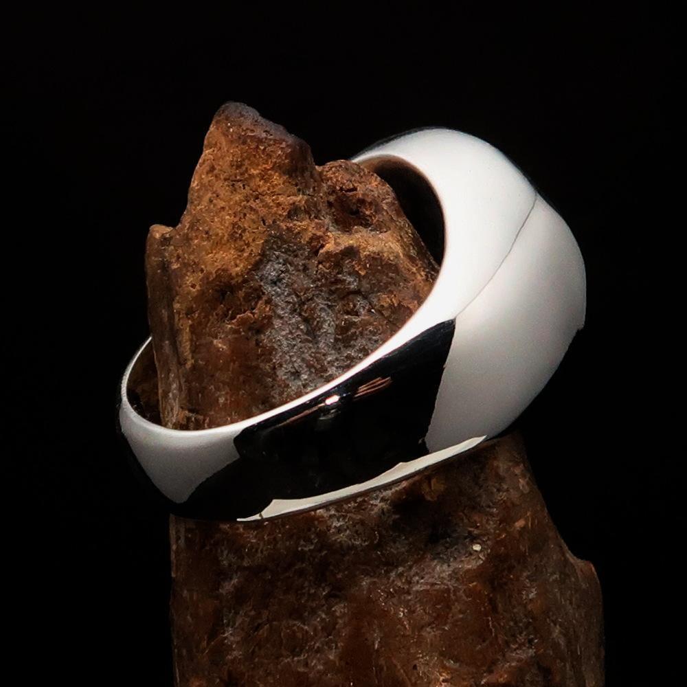 Nicely crafted domed Men's Pool Player Ring Black 8 Eight- Sterling Silver