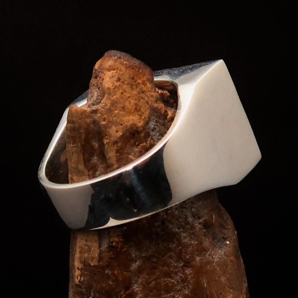 Perfectly crafted Men's Ring Flag of Greece - Two-Tone Matte Sterling Silver-3