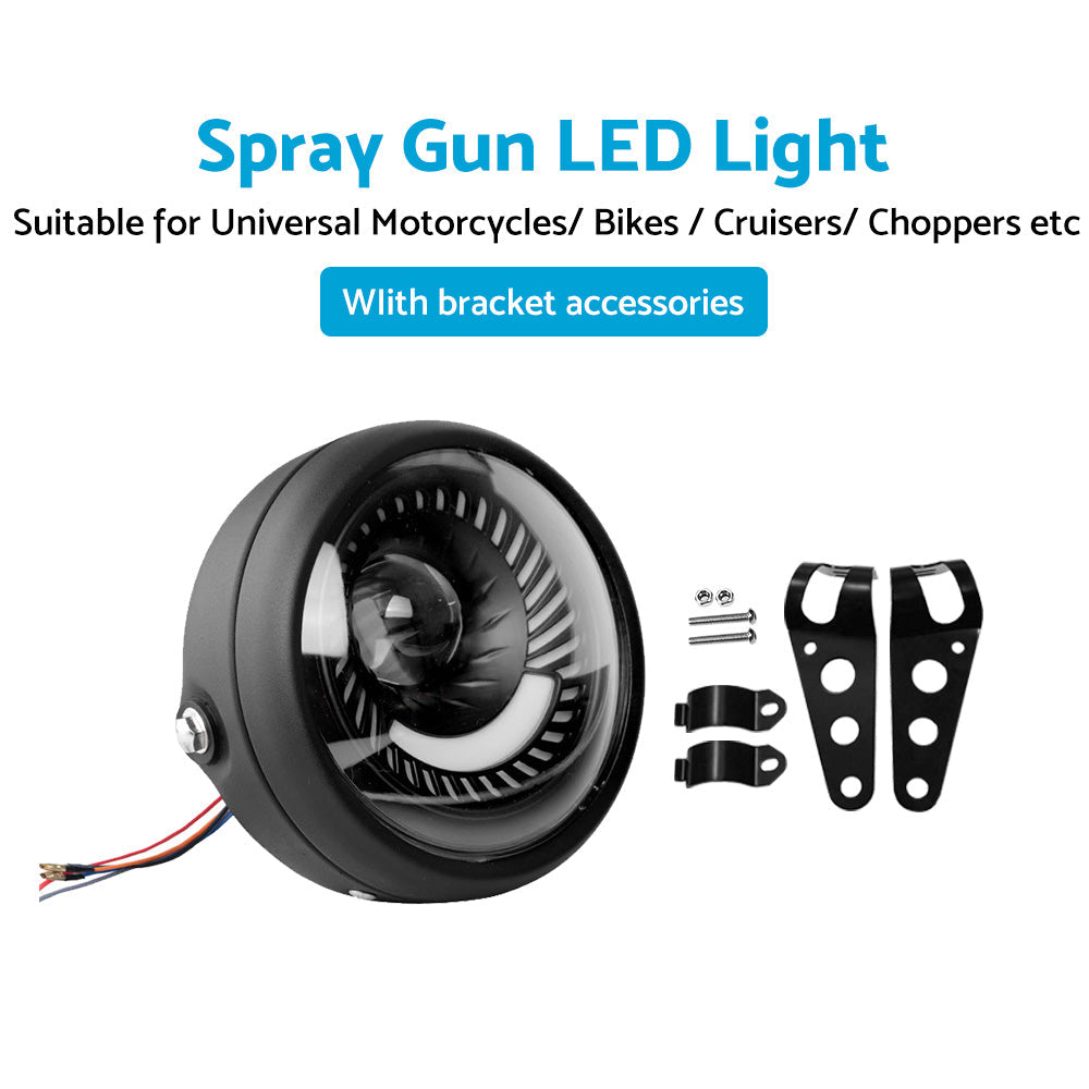 Motorcycle 6. 5inch LED Headlight Spiral Side Mount Bracket Suitable For Cafe Racer-1