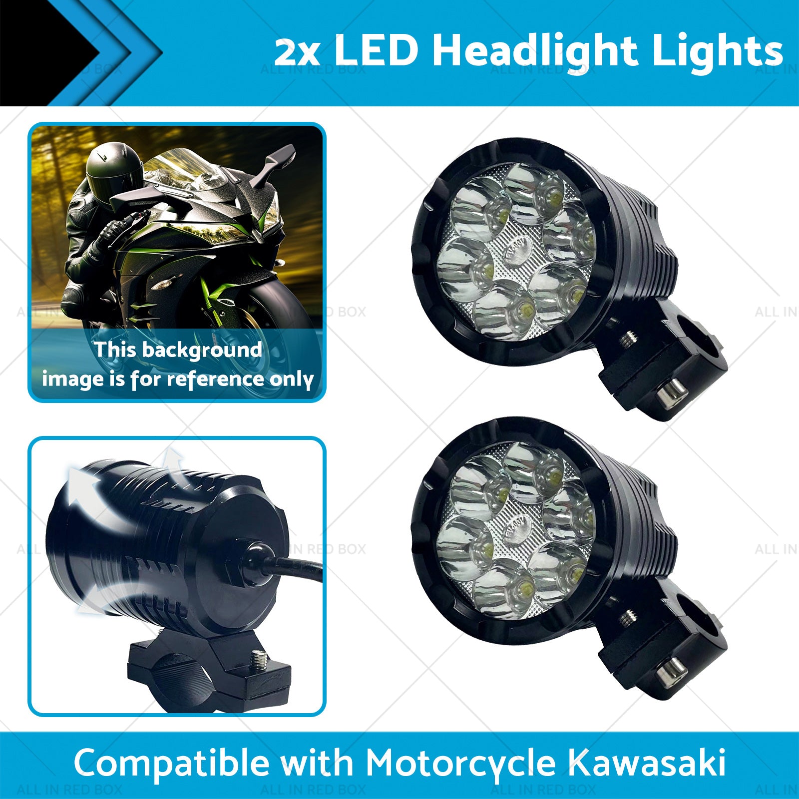 2x LED Headlight Lights Motorcycle Waterproof Driving Fog Spotlight Lamp-1