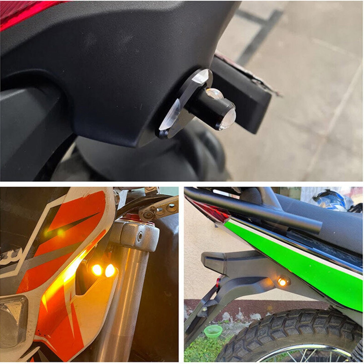 4x Universal 12V Mini Amber Motorcycle LED Indicator Turn Signal Lights-3
